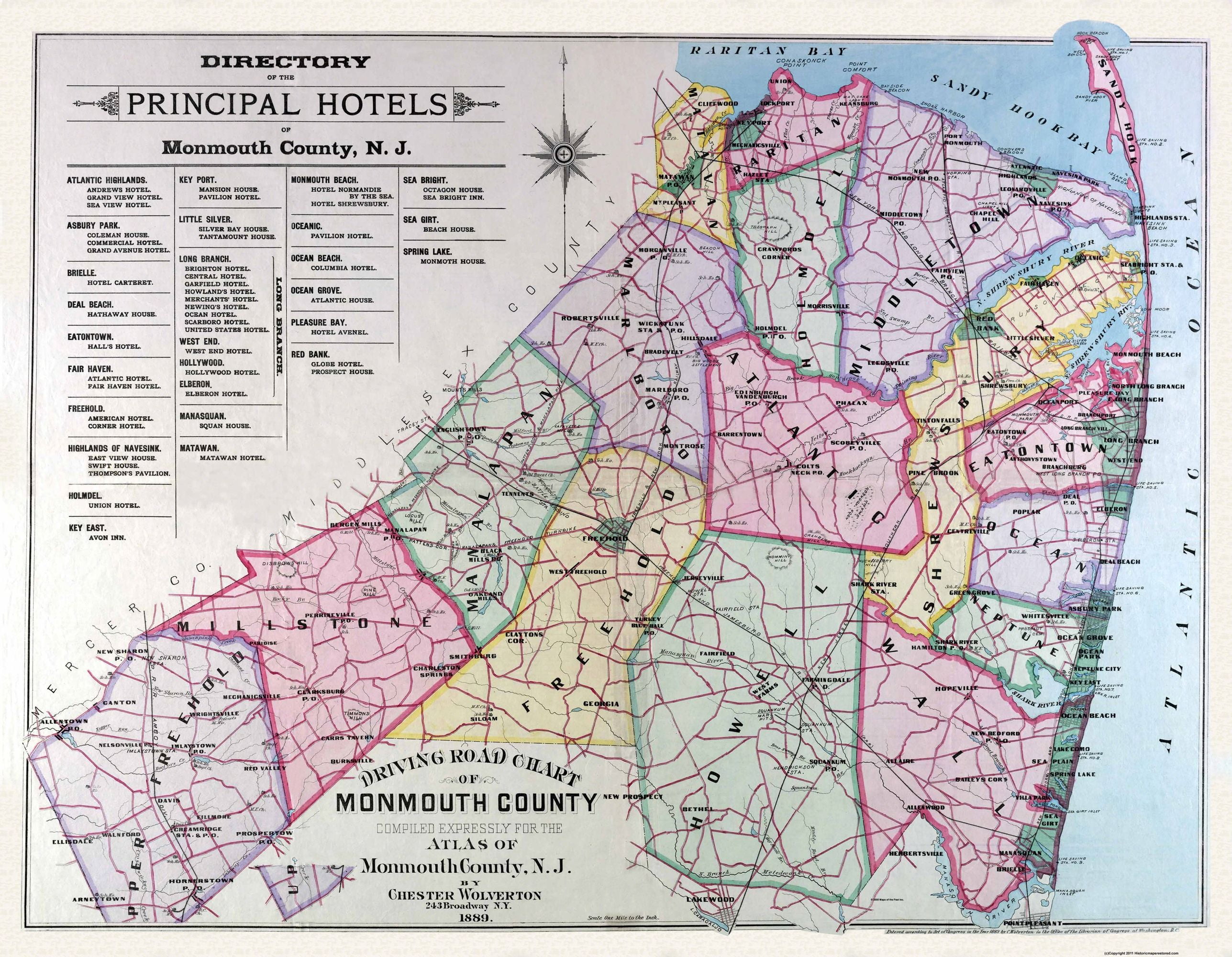 Monmouth New Jersey Map Monmouth New Jersey - Wolverton 1889 - 29.63 X 23 - Walmart.com