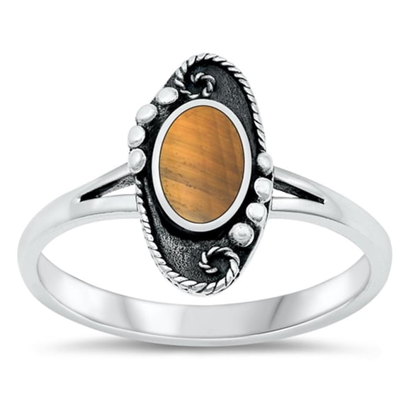 CHOOSE YOUR COLOR Tiger Eye Boho Ring .925 Chic Sterling Silver Band Jewelry Female Male Size 10