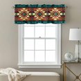 thumbnail image 3 of Green Brown Pattern Valance Curtain Retro Bohemian Square Abstract Geometric Window Valances Rod Pocket Short Curtains Window Treatments for Kitchen Bedroom Bathroom Laundry 60" x 14", 3 of 9