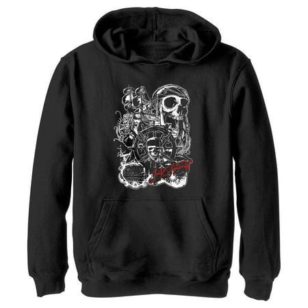Boy s Pirates of the Caribbean: Curse of the Black Pearl Jack Sparrow Icons Pull Over Hoodie Black Medium