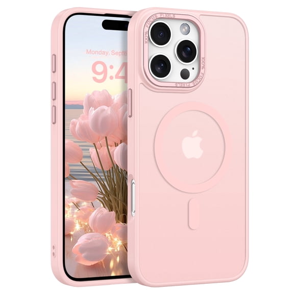 DUEDUE iPhone 16 Pro Case 6.3 Inch, Compatible with Mag-Safe, Magnetic Slim Matte Shockproof Case for iPhone 16 Pro, Pink