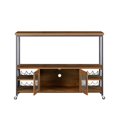 thumbnail image 3 of Rustic Kitchen Island Cart, Modern Wine Bar Cabinet Narrow Console Table with Open Top Shelf and Storage Compartment, Entryway Sideboard with Metal Legs for Living Room or Kitchen, Brown, 3 of 7