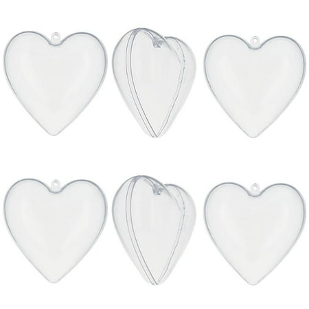 3 quot set of 6 diy clear plastic heart ornaments walmart com