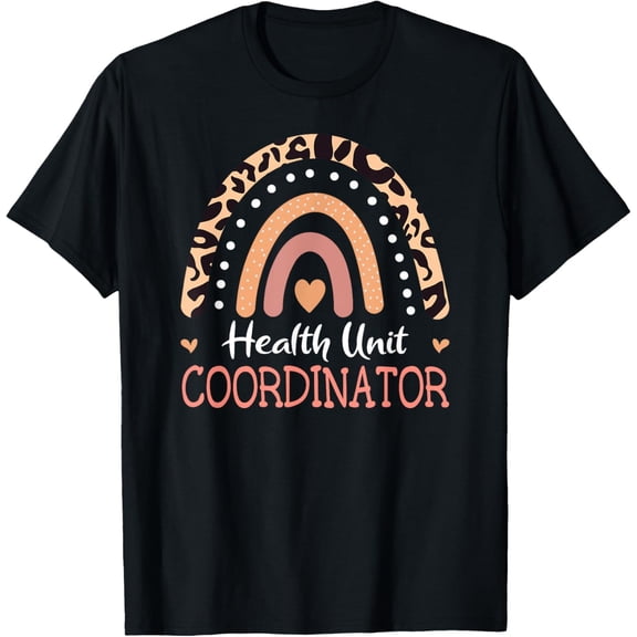 t-shirt Health Unit Coordinator Leopard Rainbow Appreciation T-Shirt mens,black,women,funny,journey,Crew Neck, Short Sleeve,printing