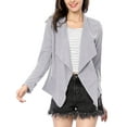 thumbnail image 3 of MODA NOVA Juniors Faux Suede Long Sleeve Draped Front Moto Jacket, 3 of 7