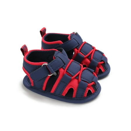 

Crocowalk Infant Flat Sandal Magic Tape Crib Shoes Soft Sole Sandals Newborn Summer Flats Birthday Non-Slip First Walkers Casual Shoe Red 12-18 months