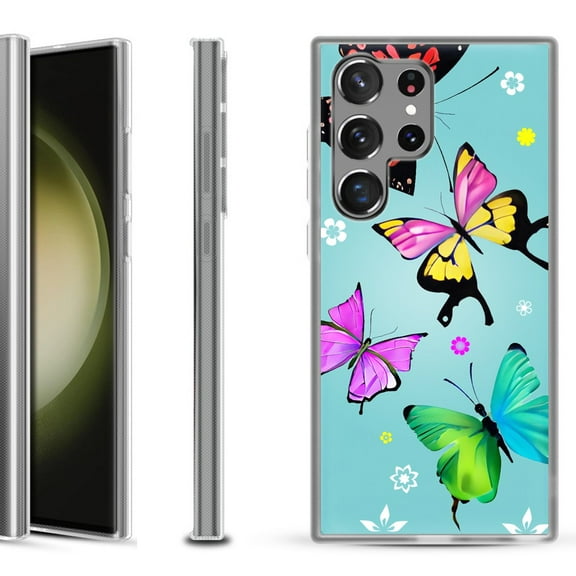 Shockproof Gel Phone Case for Samsung Galaxy S23 Ultra 5G, by OneToughShield ® - Butterfly
