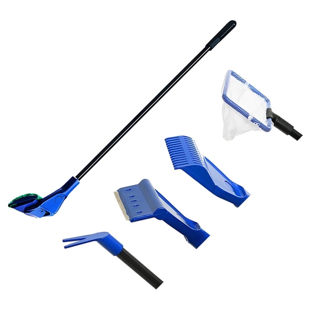 Greeniant Kit de herramientas de limpieza de acuario 5 en 1, rascador de grava de red, cepillo de horquilla, fácil de instalar, accesorios de plástico Herramientas de limpieza de acuarios Greeniant PT005148-00