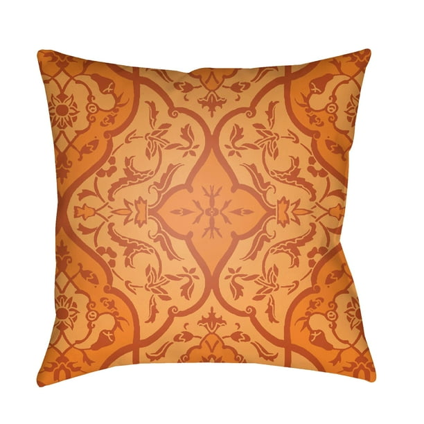 18" Burnt Orange Floral Square Throw Pillow Cover