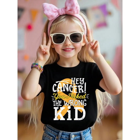 Childhood Cancer Shirt Awareness Survivor Wrong Kid SupportCotton Soft Graphic Tee Breathable Playwear T-Shirt