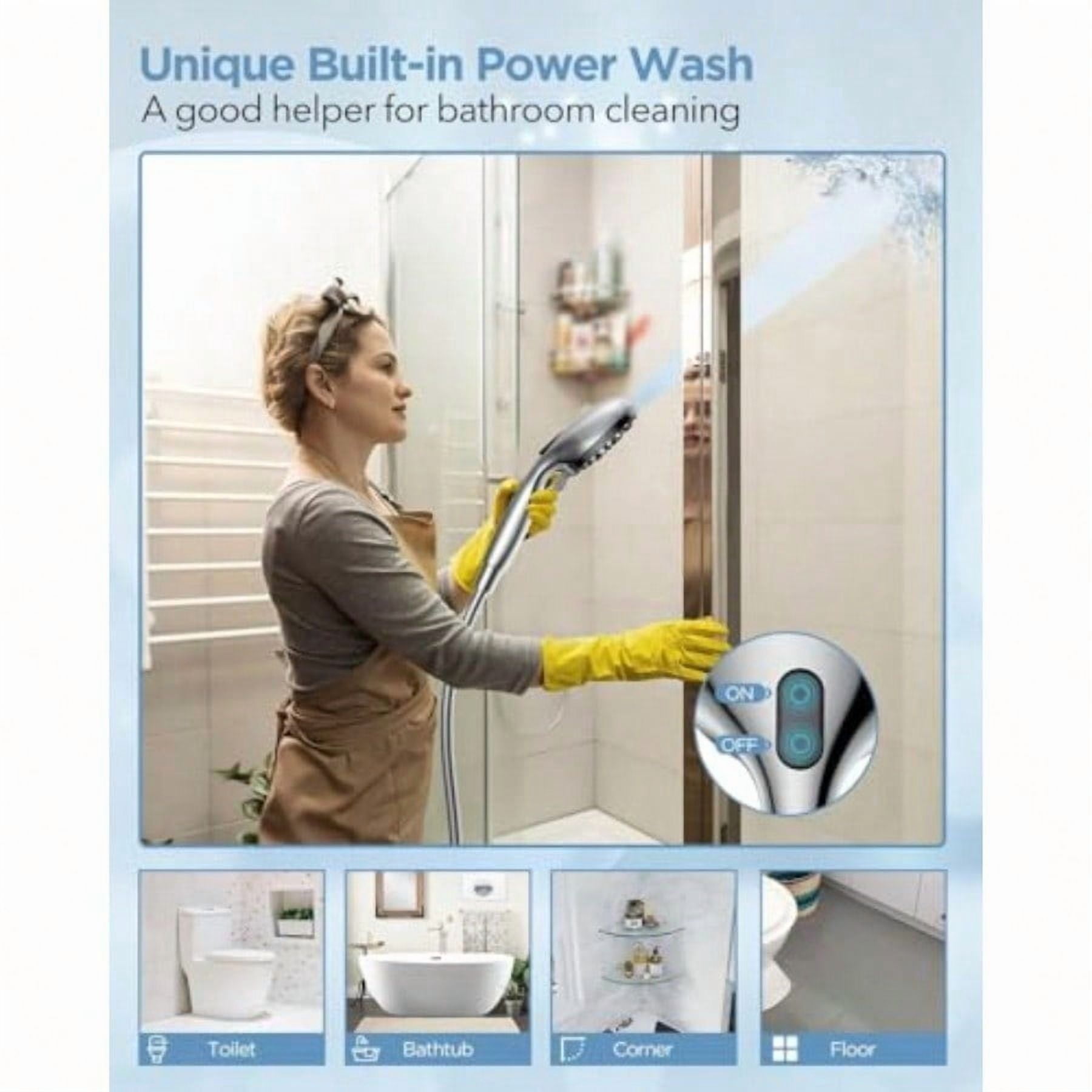 Dual Handheld Shower Head Combo 2-in-1 Rain Shower Heads System 8 Inch Rainfall Shower Head and 10 Modes High Prure Hand Held Showerhead with Built-in Power Wash