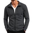thumbnail image 2 of yillto Men Jackets Collared Zip up Lightweight Casual Sweatshirt Coat Loose Fitting Big and Tall Jacket, 2 of 7