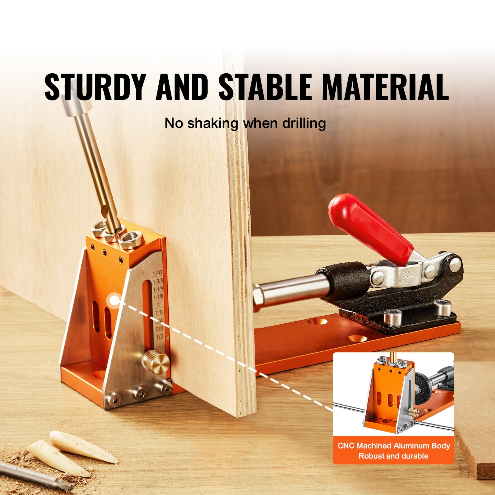 KFFKFF Pocket Hole Jig Drill with Step Drills Wrenches and Square Drive Bits, 4 lbs, 30 Pieces