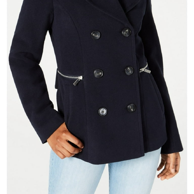 Maralyn Me Junior s Double Breasted Peacoat Blue Size XX Large Walmart