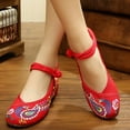 thumbnail image 4 of Women's Chinese Old Peking Style Phoenix Flower Embroidered Mary Jane Flat Shoes, 4 of 6