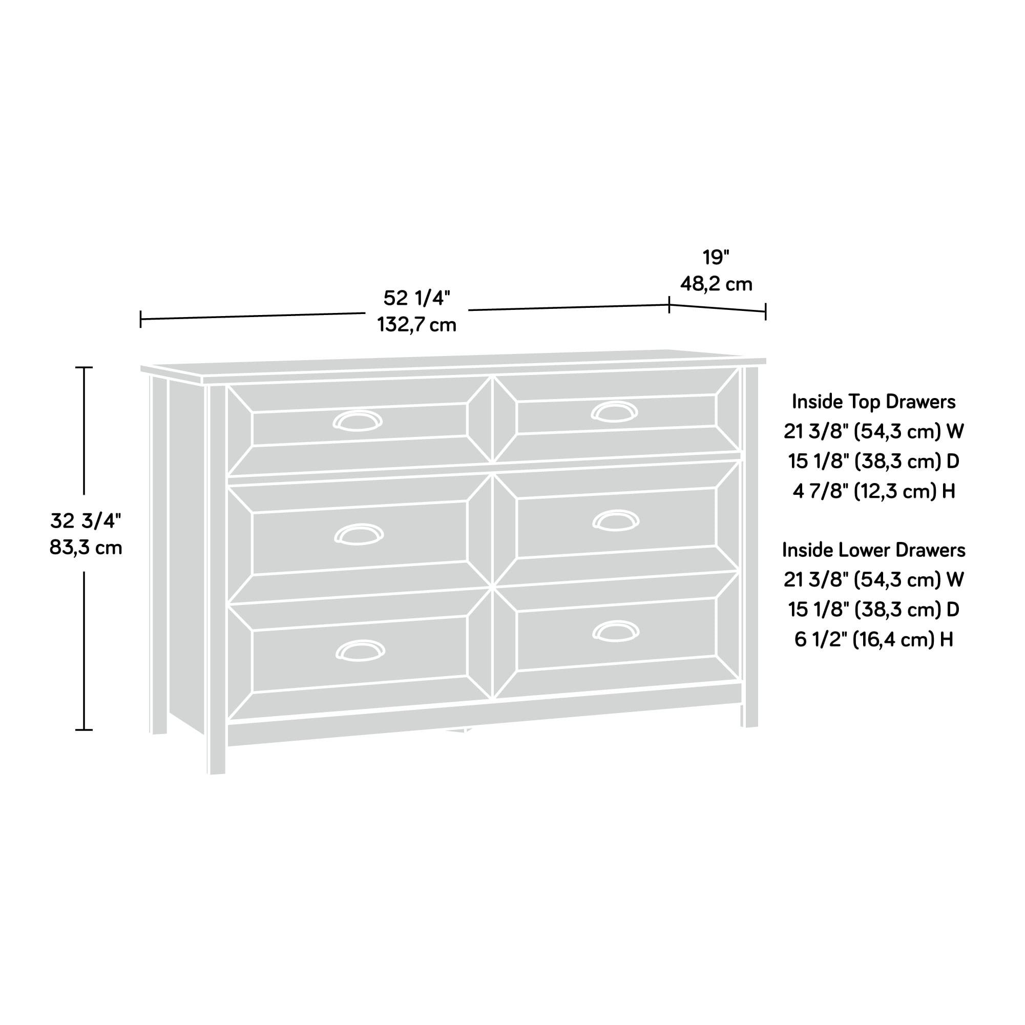 Sauder County Line 6 Drawer Dresser, Salt Oak Finish