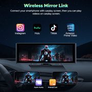 Lamtto Wireless Carplay &Android Auto with 4K Dash cam,10.26 Inch Protable Carplay Screen for Car,1080P Backup Camera, Digital Media Receivers with Voice Control/Bluetooth/G-Sensor/GPS/Mirror Link