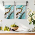 thumbnail image 3 of Turquoise Marble Kitchen Towels Set of 4, Modern Abstract Gold Stripes Art Absorbent Dish Towels for Kitchen, Microfiber Hand Towel, Quick Drying Tea Towel for Cleaning Decorative Dishcloths, 3 of 7