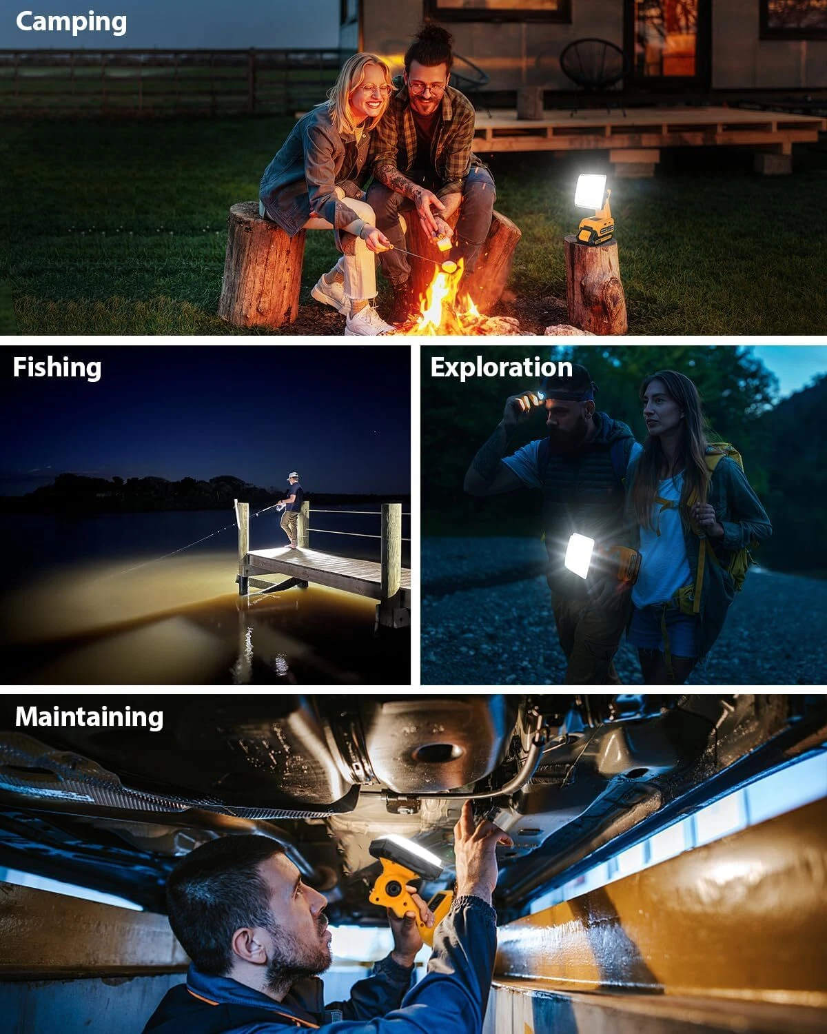 1500LM LED Work Light for Dewalt 20V 60V Battery Outdoor Flood Light with USB