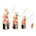 thumbnail image 2 of 3 estatuas de gato, figuras decorativas, arte coleccionable moderno, marionetas de madera Blanco Naranja, 2 of 9