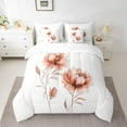 thumbnail image 2 of jejeloiu Watercolor Floral 7-Piece Bedding Comforter Set,Retro Flower Blossom King Bedding Sets,White Orange Bed Sheets For Teens,Breathable Home Decor Reversible, 2 of 8
