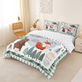 thumbnail image 3 of Castle Fairy Cute Camo Woodland Animal Duvet Cover Queen,Fox Bear Deer Puppy Pine Queen Bedding,Sage Cream White,Reversible,3-Piece,No Comforter,1 Duvet Cover and 2 Pillowcases, 3 of 6
