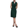 thumbnail image 2 of INSPIRE CHIC Women's Sleeveless Pencil Dress Notched Lapel Faux Wrap Formal Business Work Dresses L Dark Green, 2 of 5