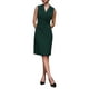 thumbnail image 2 of Vestido Lápiz Sin Mangas para Mujeres INSPIRE CHIC con Solapa Notch, Estilo Falso Envueltos, Vestidos Formales de Trabajo, Color Verde Oscuro M, 2 of 5