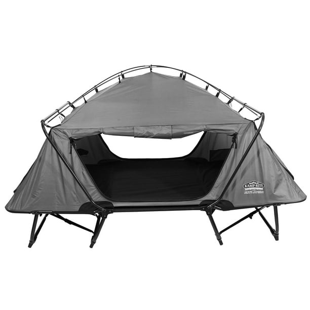 Kamp-Rite TB Collapsible Double Elevated 2 Person Tent, Bag & Rainfly, Gray