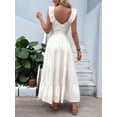 thumbnail image 5 of Women'S Summer Dresses Sleeveless V Neck Knit A Line Casual Midi Cocktail Wedding Guest Dress Cream White XL, 5 of 9
