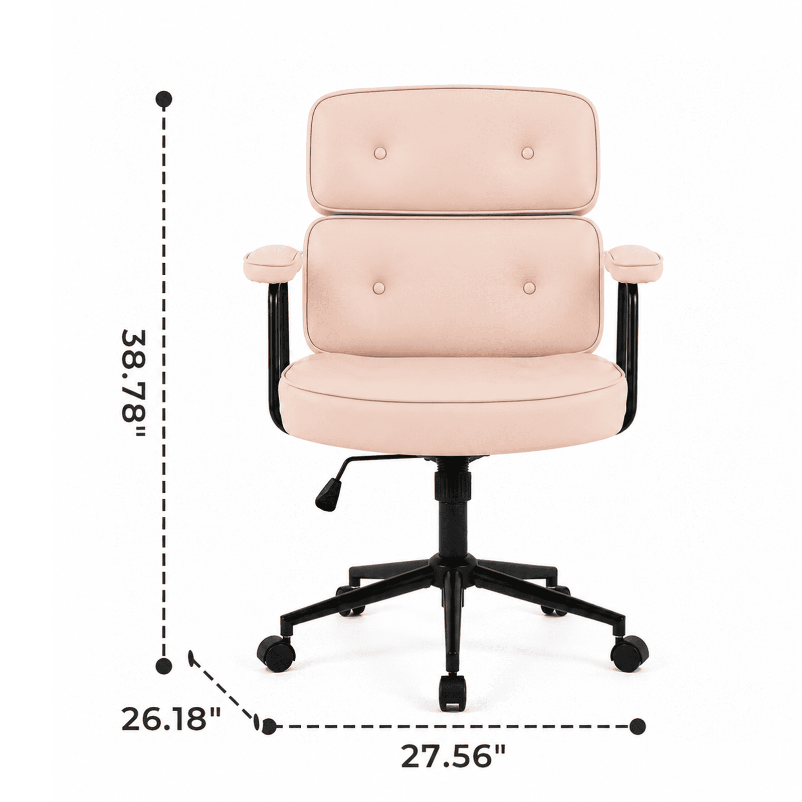 Alvantor Ergonomic Office Chair, PU Leather Computer Chair Lumbar Support, Adjustable Height, Rolling Swivel, Executive Task, Padded Armrests for Vanity, Study