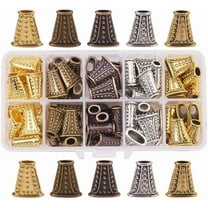 80 pcs Antique Silver Plated Alloy Bead Cones End Beads Caps for Jewellery Making Mixed color 18x16.5x7mm Hole: 3.5-12mm