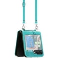 thumbnail image 2 of Allytechgroup Slim Case for Samsung Galaxy Z Flip5, Crossbody Shoulder Strap Anti-Scratch Shockproof Bumper Retro Case Cover for Girls Women, Green, 2 of 11