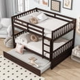 thumbnail image 2 of Leumius Full Over Full Size Bed Frame with Trundle, Ladder and Guardrails, Convertible to 2 Full Size Beds, Rubber Wood Bed with Twin Size Trundle for Boys Girls Espresso, 2 of 9