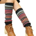 thumbnail image 5 of Mightlink 1 Pair Ethnic Style Striped Print Ribbed Cuffs Knee High Knitted Leg Warmers Autumn Winter Women Warm Boot Stockings, 5 of 7
