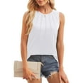 thumbnail image 6 of MESSUEN Sleeveless Tops Loose Fit Tank Tops for Women Crew Neck Raglan Women's Summer Tank Top Casual Pleated Crewneck Sleeveless Loose Shirts Summer Tops Women Basic Womens Tops White XL, 6 of 7
