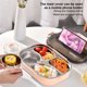 thumbnail image 3 of Fiambrera portátil de acero inoxidable 304 para niños, fiambrera Bento de cuatro compartimentos de 1,3 l con cuenco para sopa, palillos, cuchara rosa Jadeshay moderno, 3 of 5