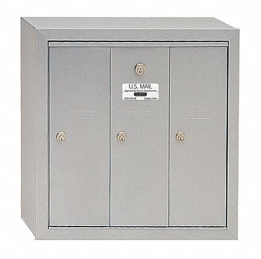 Vertical Mailbox - 3 Doors - Aluminum - Surface Mounted - USPS Access