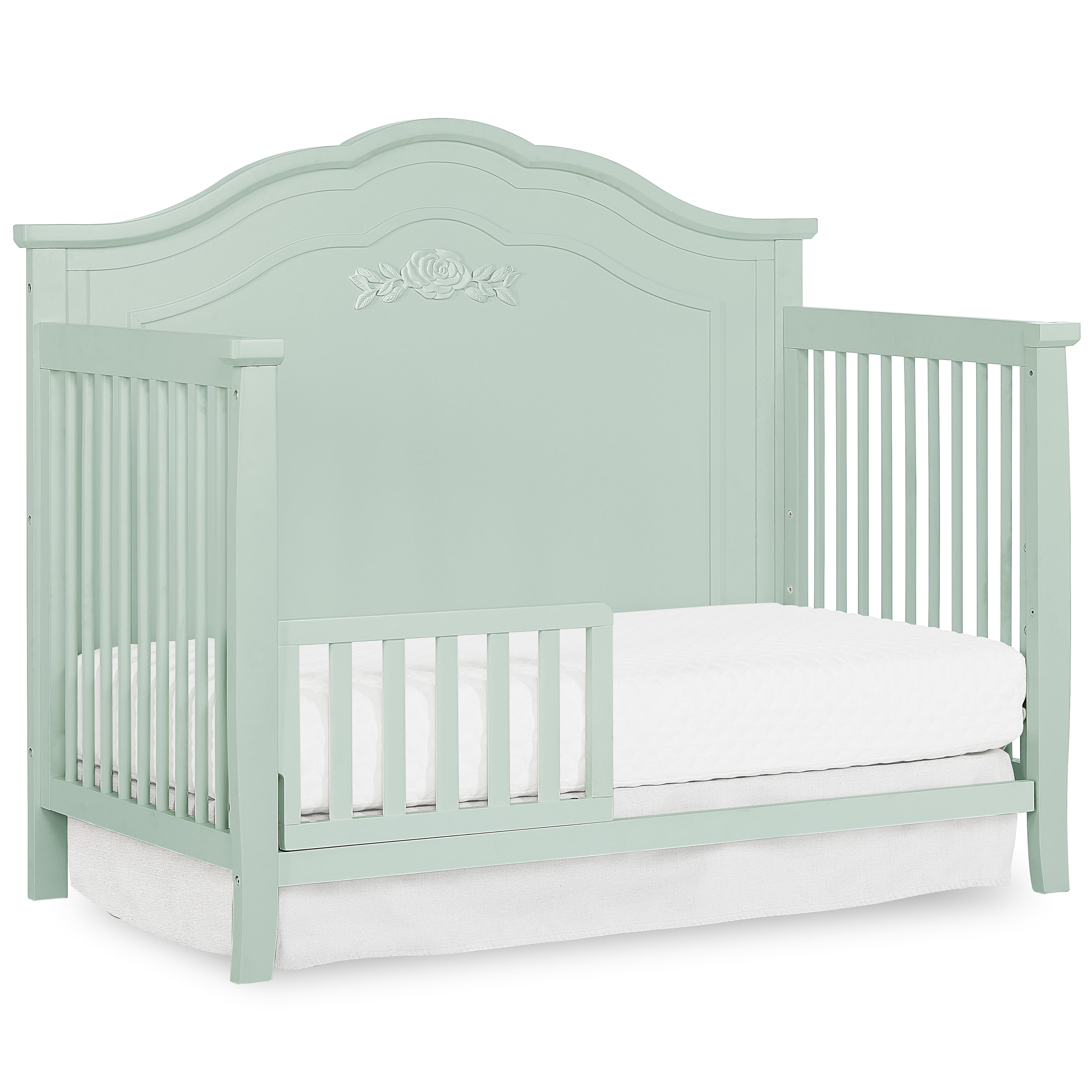 Dream On Me Tiana Convertible Crib Toddler Guard Rail, New Zealand Pinewood, Sea Foam Green