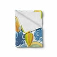 thumbnail image 2 of Sky Soft Flannel Fleece Blanket, Childrens Theme Clouds Smiling Sun Airplanes and Balloons Illustration Print, Cozy Plush for Indoor and Outdoor Use, 50" x 60", Yellow and Pale Blue, by Ambesonne, 2 of 6
