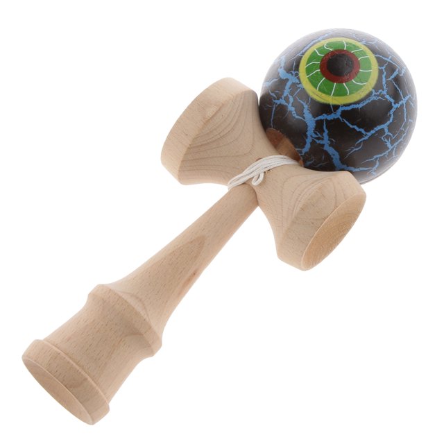 Forma Crackle Paint Sunnimix Madera Kids Skill juguete Negro y azul Kendama juguete del juego