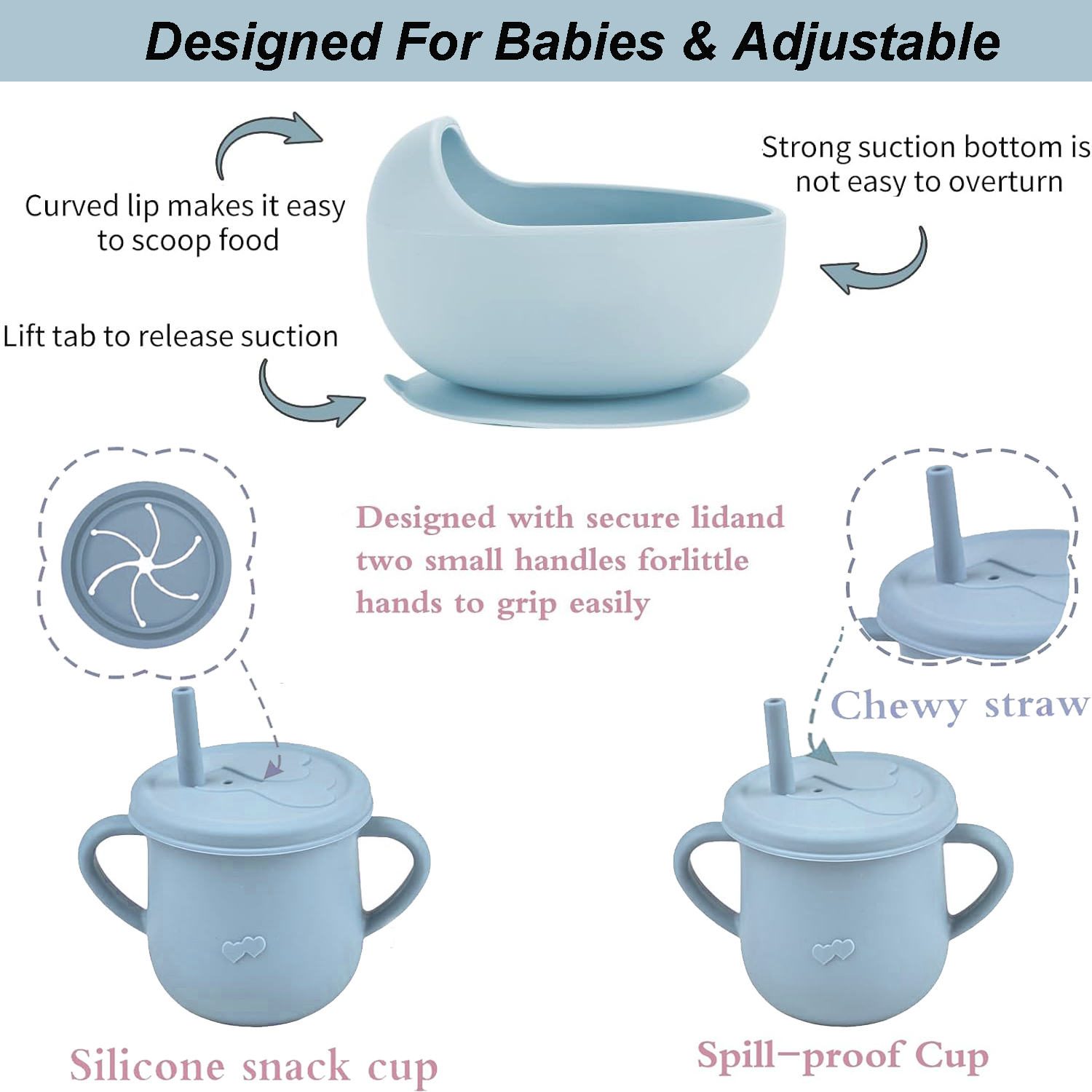 Baby Feeding Essentials 9-Piece Baby Led Weaning Set - Silicone Suction ...