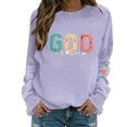 thumbnail image 4 of Uootdi God is Good Sweatshirt Gift for Women Oversized Christian Long Sleeve Shirts Jesus Religious Pullover Bible Verse Inspir ational Tops, 4 of 6