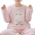 thumbnail image 2 of Conjunto de pijama de franela para mujer y niña, ropa de dormir de manga larga, suave, con estampado bonito, para invierno, 2 of 3