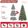 thumbnail image 7 of Tcbosik 9ft Unlit Artificial Christmas Tree with Red Berries and Pine Cones, Indoor Xmas Decoration with 3750 Branch Tips & Metal Stand for Home Office, Green & White, 7 of 7