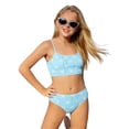 thumbnail image 4 of Byoo Big Girls UPF 50+ 2-Piece Bikini Set Smocked Bow Print Quick Dry Swimwear At Beach Pool,Blue, 4 of 6