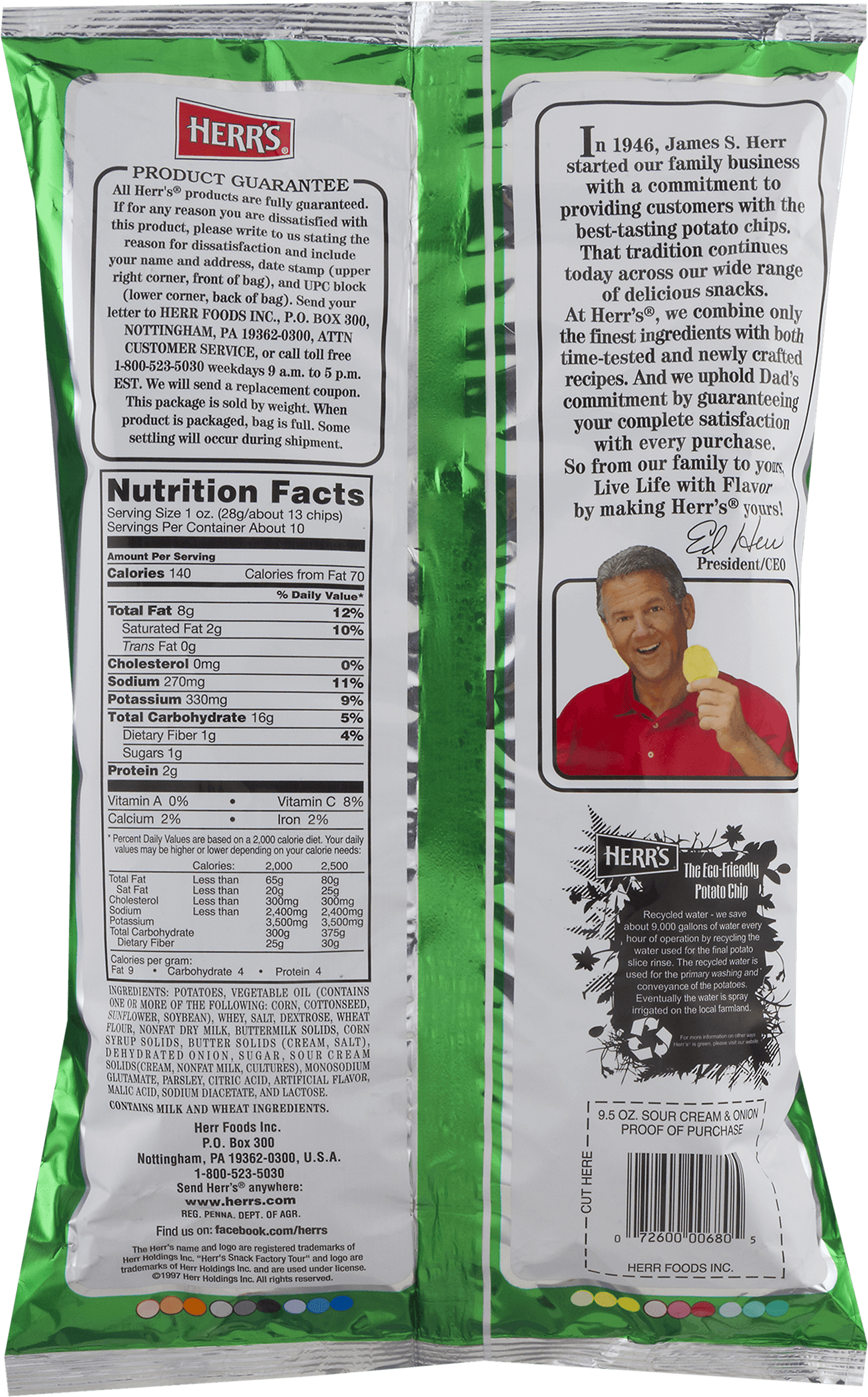Herr S Ripples Sour Cream Onion Potato Chips 9 5 Oz Walmart Com Walmart Com