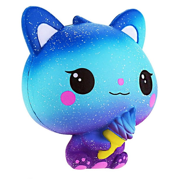 Adorable gato de hielo, juguete antiestrés, figura decorativa de dibujos animados, suave y mullida, ideal para relajarse