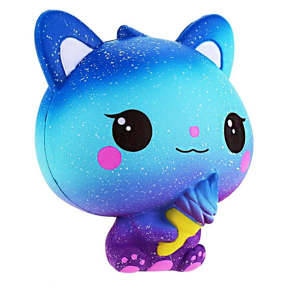 nTRIUQJ Adorable Ice Cat Slow Rising Toy Cuddly Soft Cartoon Decoration Figure For Stress And Relaxation Blue