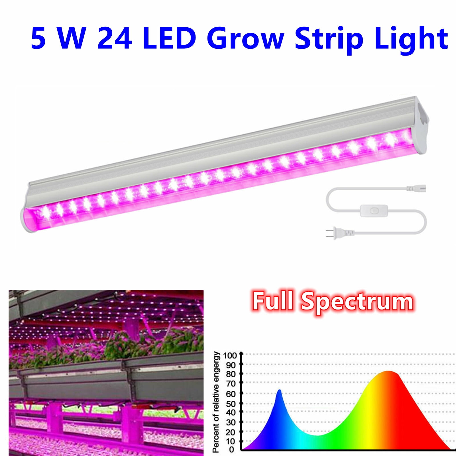 ding mengsel Anemoon vis LED Grow Lights 6W Full Spectrum Integrated Growing Lamp Fixtures for  Greenhouse Hydroponic Indoor Plant Seedling Veg and Flower, - Walmart.com